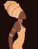 Ładna amerykanin afrykańskiego pochodzenia kobieta w tradycyjnym turbanie royalty ilustracja Ładna amerykanin afrykańskiego pochodzenia kobieta w tradycyjnym turbanie royalty ilustracja