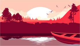 Łódź żegluje na rzece ilustracja wektor Łódź żegluje na rzece ilustracja wektor