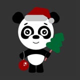 Śliczna panda z choinki i nowego roku piłką ilustracji Śliczna panda z choinki i nowego roku piłką ilustracji