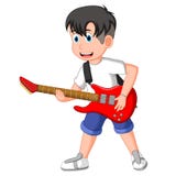 Śliczna wilcza cartoonboy bawić się gitara ilustracji Śliczna wilcza cartoonboy bawić się gitara ilustracji