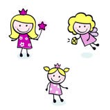 śliczne doodle czarodziejki postacie ustalony princess ścieg ilustracji śliczne doodle czarodziejki postacie ustalony princess ścieg ilustracji