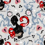 Śliczny bezszwowy wzór z sylwetkami, bąblami i sercami dziewczyny ` s, ilustracja wektor Śliczny bezszwowy wzór z sylwetkami, bąblami i sercami dziewczyny ` s, ilustracja wektor