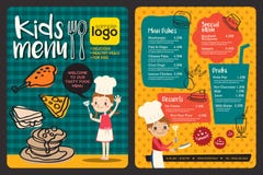 Śliczny kolorowy dzieciaka posiłku menu szablon ilustracja wektor Śliczny kolorowy dzieciaka posiłku menu szablon ilustracja wektor