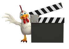 śliczny Kurny postać z kreskówki z clapboard ilustracji śliczny Kurny postać z kreskówki z clapboard ilustracji