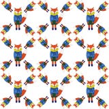 Śliczny lis w kreskówka stylu bezszwowy wzoru ilustracji Śliczny lis w kreskówka stylu bezszwowy wzoru ilustracji