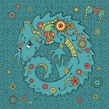 Śliczny mały smok w etnicznym stylu ilustracja wektor Śliczny mały smok w etnicznym stylu ilustracja wektor