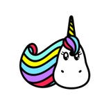 Śmieszna tęczy jednorożec w Kawaii stylu ilustracja wektor Śmieszna tęczy jednorożec w Kawaii stylu ilustracja wektor