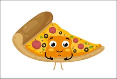 Śmiesznego pizza plasterka odosobniony postać z kreskówki Zdjęcia Royalty Free Śmiesznego pizza plasterka odosobniony postać z kreskówki Zdjęcia Royalty Free
