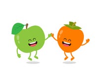 Śmieszny jabłko i persimmon ilustracja wektor Śmieszny jabłko i persimmon ilustracja wektor