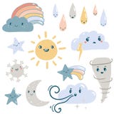 Śmieszny pogodowy wektoru set ilustracji Śmieszny pogodowy wektoru set ilustracji