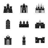Średniowieczny kasztel ikony set, prosty styl royalty ilustracja Średniowieczny kasztel ikony set, prosty styl royalty ilustracja