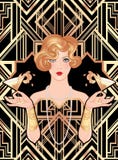 Żeński ręki mienia koktajlu szkło z pluśnięciem Art Deco (1920 ' ilustracja wektor Żeński ręki mienia koktajlu szkło z pluśnięciem Art Deco (1920 ' ilustracja wektor