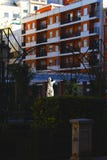 Άγαλμα στη ζωηρόχρωμη αστική Βαλένθια στοκ εικόνα Άγαλμα στη ζωηρόχρωμη αστική Βαλένθια στοκ εικόνα