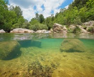 Άγριος ποταμός και υποβρύχια διασπασμένη άποψη Ισπανία Στοκ φωτογραφία με δικαίωμα ελεύθερης χρήσης Άγριος ποταμός και υποβρύχια διασπασμένη άποψη Ισπανία Στοκ φωτογραφία με δικαίωμα ελεύθερης χρήσης