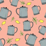 Άνευ ραφής αφηρημένο σχέδιο teapots Σκεύος για την κουζίνα που σύρεται με το χέρι το σκάφος της γραμμής Μια τυπωμένη ύλη για τις ελεύθερη απεικόνιση δικαιώματος Άνευ ραφής αφηρημένο σχέδιο teapots Σκεύος για την κουζίνα που σύρεται με το χέρι το σκάφος της γραμμής Μια τυπωμένη ύλη για τις ελεύθερη απεικόνιση δικαιώματος