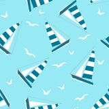 Άνευ ραφής σχέδιο με το γιοτ και Seagulls ελεύθερη απεικόνιση δικαιώματος Άνευ ραφής σχέδιο με το γιοτ και Seagulls ελεύθερη απεικόνιση δικαιώματος