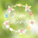 Άνοιξη, ευχετήρια κάρτα Πάσχας, πρόσκληση Floral στεφάνι των φω'των bokeh, των φύλλων, των ζωηρόχρωμων αυγών Πάσχας και του κερασ απεικόνιση αποθεμάτων Άνοιξη, ευχετήρια κάρτα Πάσχας, πρόσκληση Floral στεφάνι των φω'των bokeh, των φύλλων, των ζωηρόχρωμων αυγών Πάσχας και του κερασ απεικόνιση αποθεμάτων