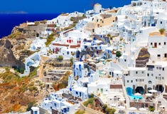 Άποψη νησιών Santorini από Oia το χωριό, Santorini, Ελλάδα στοκ εικόνες Άποψη νησιών Santorini από Oia το χωριό, Santorini, Ελλάδα στοκ εικόνες