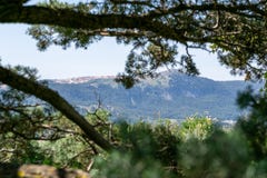 Άποψη των βουνών και της κοιλάδας μέσω των κλάδων δέντρων στοκ φωτογραφία με δικαίωμα ελεύθερης χρήσης Άποψη των βουνών και της κοιλάδας μέσω των κλάδων δέντρων στοκ φωτογραφία με δικαίωμα ελεύθερης χρήσης
