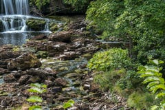 Άποψη των πτώσεων Aysgarth σε Aysgarth στο έθνος κοιλάδων του Γιορκσάιρ στοκ φωτογραφία με δικαίωμα ελεύθερης χρήσης Άποψη των πτώσεων Aysgarth σε Aysgarth στο έθνος κοιλάδων του Γιορκσάιρ στοκ φωτογραφία με δικαίωμα ελεύθερης χρήσης