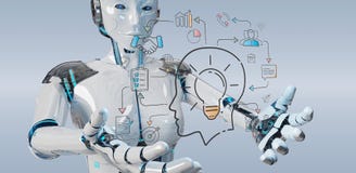 Άσπρο humanoid που δημιουργεί τη διεπαφή τεχνητής νοημοσύνης διανυσματική απεικόνιση Άσπρο humanoid που δημιουργεί τη διεπαφή τεχνητής νοημοσύνης διανυσματική απεικόνιση
