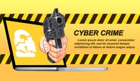 Έγκλημα Cyber στο ύφος κινούμενων σχεδίων διανυσματική απεικόνιση Έγκλημα Cyber στο ύφος κινούμενων σχεδίων διανυσματική απεικόνιση