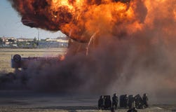 Έκρηξη σε ένα simulacrum έκτακτης ανάγκης στοκ εικόνες Έκρηξη σε ένα simulacrum έκτακτης ανάγκης στοκ εικόνες