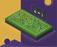 Έννοια επίγειου Isometric έργου τέχνης ποδοσφαίρου απεικόνιση αποθεμάτων Έννοια επίγειου Isometric έργου τέχνης ποδοσφαίρου απεικόνιση αποθεμάτων