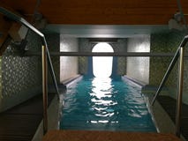 Έξοδος από το υπαίθριο waterslide - εσωτερικός διάδρομος στοκ εικόνα Έξοδος από το υπαίθριο waterslide - εσωτερικός διάδρομος στοκ εικόνα
