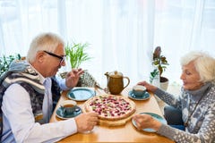 Αγαπώντας το ανώτερο ζεύγος που έχει Teatime στοκ εικόνα Αγαπώντας το ανώτερο ζεύγος που έχει Teatime στοκ εικόνα