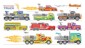 Αεριωθούμενο διανυσματικό afterburning φορτηγών ράλι και φλογώδης έλξη που συναγωνίζονται σε speedcar στο σύνολο απεικόνισης πιστ ελεύθερη απεικόνιση δικαιώματος Αεριωθούμενο διανυσματικό afterburning φορτηγών ράλι και φλογώδης έλξη που συναγωνίζονται σε speedcar στο σύνολο απεικόνισης πιστ ελεύθερη απεικόνιση δικαιώματος