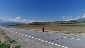 Αθλητής ατόμων που τρέχει στο δρόμο αμμοχάλικου με την πράσινη χλόη και τα δέντρα στις πλευρές του εναέριο σε αργή κίνηση 4k απόθεμα βίντεο Αθλητής ατόμων που τρέχει στο δρόμο αμμοχάλικου με την πράσινη χλόη και τα δέντρα στις πλευρές του εναέριο σε αργή κίνηση 4k απόθεμα βίντεο