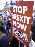 Αντι διαμαρτυρόμενος Brexit που κρατά μια αφίσσα Λονδίνο, το Μάρτιο του 2019 στοκ φωτογραφίες Αντι διαμαρτυρόμενος Brexit που κρατά μια αφίσσα Λονδίνο, το Μάρτιο του 2019 στοκ φωτογραφίες