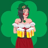 Απεικόνιση του ST Patricks εξυπηρετώντας μπύρας κοριτσιών ημέρας της ιρλανδικής διανυσματική απεικόνιση Απεικόνιση του ST Patricks εξυπηρετώντας μπύρας κοριτσιών ημέρας της ιρλανδικής διανυσματική απεικόνιση