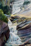 Αρχική ζωγραφική τοπίων Watercolor ζωηρόχρωμη του καταρράκτη ελεύθερη απεικόνιση δικαιώματος Αρχική ζωγραφική τοπίων Watercolor ζωηρόχρωμη του καταρράκτη ελεύθερη απεικόνιση δικαιώματος