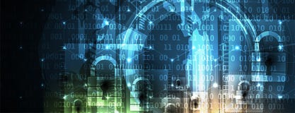 Ασφάλεια Cyber και πληροφορίες ή προστασία δικτύων Μέλλον tec διανυσματική απεικόνιση Ασφάλεια Cyber και πληροφορίες ή προστασία δικτύων Μέλλον tec διανυσματική απεικόνιση