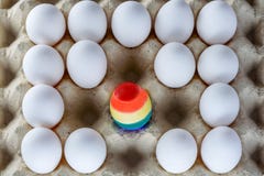 Αυγό που χρωματίζεται όπως μια σημαία LGBT Λεσβιακός ομοφυλοφιλικός αμφίφυλος transgender δικαιωμάτων μήνα LGBT υπερηφάνειας Μήνα στοκ φωτογραφία με δικαίωμα ελεύθερης χρήσης Αυγό που χρωματίζεται όπως μια σημαία LGBT Λεσβιακός ομοφυλοφιλικός αμφίφυλος transgender δικαιωμάτων μήνα LGBT υπερηφάνειας Μήνα στοκ φωτογραφία με δικαίωμα ελεύθερης χρήσης
