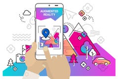 Αυξημένη κινητή app πραγματικότητας έννοια διανυσματική απεικόνιση Αυξημένη κινητή app πραγματικότητας έννοια διανυσματική απεικόνιση
