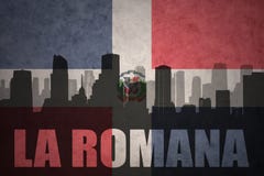 Αφηρημένη σκιαγραφία της πόλης με το Λα Romana κειμένων στην εκλεκτής ποιότητας σημαία Δομινικανής Δημοκρατίας διανυσματική απεικόνιση Αφηρημένη σκιαγραφία της πόλης με το Λα Romana κειμένων στην εκλεκτής ποιότητας σημαία Δομινικανής Δημοκρατίας διανυσματική απεικόνιση