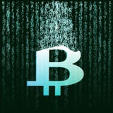 Αφηρημένο λογότυπο τεχνολογίας bitcoins στο δυαδικό κώδικα και το μπλε υπόβαθρο εργαλείων ελεύθερη απεικόνιση δικαιώματος Αφηρημένο λογότυπο τεχνολογίας bitcoins στο δυαδικό κώδικα και το μπλε υπόβαθρο εργαλείων ελεύθερη απεικόνιση δικαιώματος