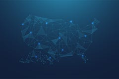 Αφηρημένος ΑΜΕΡΙΚΑΝΙΚΟΣ χάρτης με το μπλε Polygonal διαστημικό υπόβαθρο με τις συνδέοντας γραμμές απεικόνιση αποθεμάτων Αφηρημένος ΑΜΕΡΙΚΑΝΙΚΟΣ χάρτης με το μπλε Polygonal διαστημικό υπόβαθρο με τις συνδέοντας γραμμές απεικόνιση αποθεμάτων