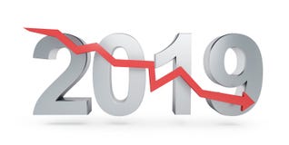 Βέλος κάτω για το 2019 σε μια άσπρη τρισδιάστατη απεικόνιση υποβάθρου, τρισδιάστατη απόδοση διανυσματική απεικόνιση Βέλος κάτω για το 2019 σε μια άσπρη τρισδιάστατη απεικόνιση υποβάθρου, τρισδιάστατη απόδοση διανυσματική απεικόνιση