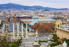 Βαρκελώνη Ισπανία Πανοραμική άποψη πόλεων Placa de Espanya στοκ εικόνα με δικαίωμα ελεύθερης χρήσης Βαρκελώνη Ισπανία Πανοραμική άποψη πόλεων Placa de Espanya στοκ εικόνα με δικαίωμα ελεύθερης χρήσης