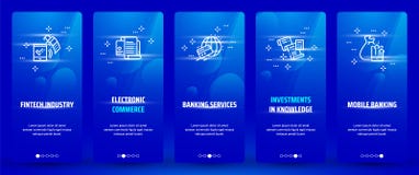 Βιομηχανία Fintech, ηλεκτρονικό εμπόριο, τραπεζικές υπηρεσίες, επενδύσεις στη γνώση, κινητές τραπεζικές κάθετες κάρτες με απεικόνιση αποθεμάτων Βιομηχανία Fintech, ηλεκτρονικό εμπόριο, τραπεζικές υπηρεσίες, επενδύσεις στη γνώση, κινητές τραπεζικές κάθετες κάρτες με απεικόνιση αποθεμάτων