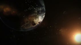 Γη και asteroids στο διάστημα απεικόνιση αποθεμάτων Γη και asteroids στο διάστημα απεικόνιση αποθεμάτων