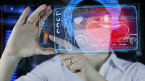 Γιατρός με τη φουτουριστική ταμπλέτα οθόνης hud Κόκκινο κύτταρο αίματος, eritrocite Ιατρική έννοια του μέλλοντος απεικόνιση αποθεμάτων Γιατρός με τη φουτουριστική ταμπλέτα οθόνης hud Κόκκινο κύτταρο αίματος, eritrocite Ιατρική έννοια του μέλλοντος απεικόνιση αποθεμάτων