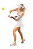 Γυναίκα sportswear στην αντισφαίριση παιχνιδιών στην κατάρτιση στοκ εικόνες Γυναίκα sportswear στην αντισφαίριση παιχνιδιών στην κατάρτιση στοκ εικόνες