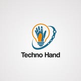 Διάνυσμα λογότυπων χεριών Techno με το swoosh και την έννοια βολβών, το στοιχείο, το εικονίδιο, και το πρότυπο για την επιχείρηση απεικόνιση αποθεμάτων Διάνυσμα λογότυπων χεριών Techno με το swoosh και την έννοια βολβών, το στοιχείο, το εικονίδιο, και το πρότυπο για την επιχείρηση απεικόνιση αποθεμάτων