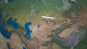 Διαδρομή του εμπορικού αεροπλάνου που πετά από το Πεκίνο στο Βερολίνο τη γήινη σφαίρα φιλμ μικρού μήκους Διαδρομή του εμπορικού αεροπλάνου που πετά από το Πεκίνο στο Βερολίνο τη γήινη σφαίρα φιλμ μικρού μήκους