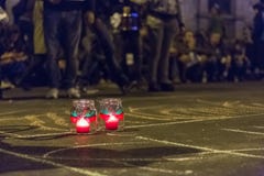 Διαμαρτυρίες ενάντια στη χρυσή εξαγωγή κυανιδίου σε Rosia Μοντάνα στοκ φωτογραφία Διαμαρτυρίες ενάντια στη χρυσή εξαγωγή κυανιδίου σε Rosia Μοντάνα στοκ φωτογραφία